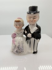 40s Bride and groom cake topper - ceramic - wedding bride and groom - Japan
