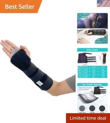 Versatile Unisex Wrist Support Brace with Removable Splints - Right Hand, 27cm
