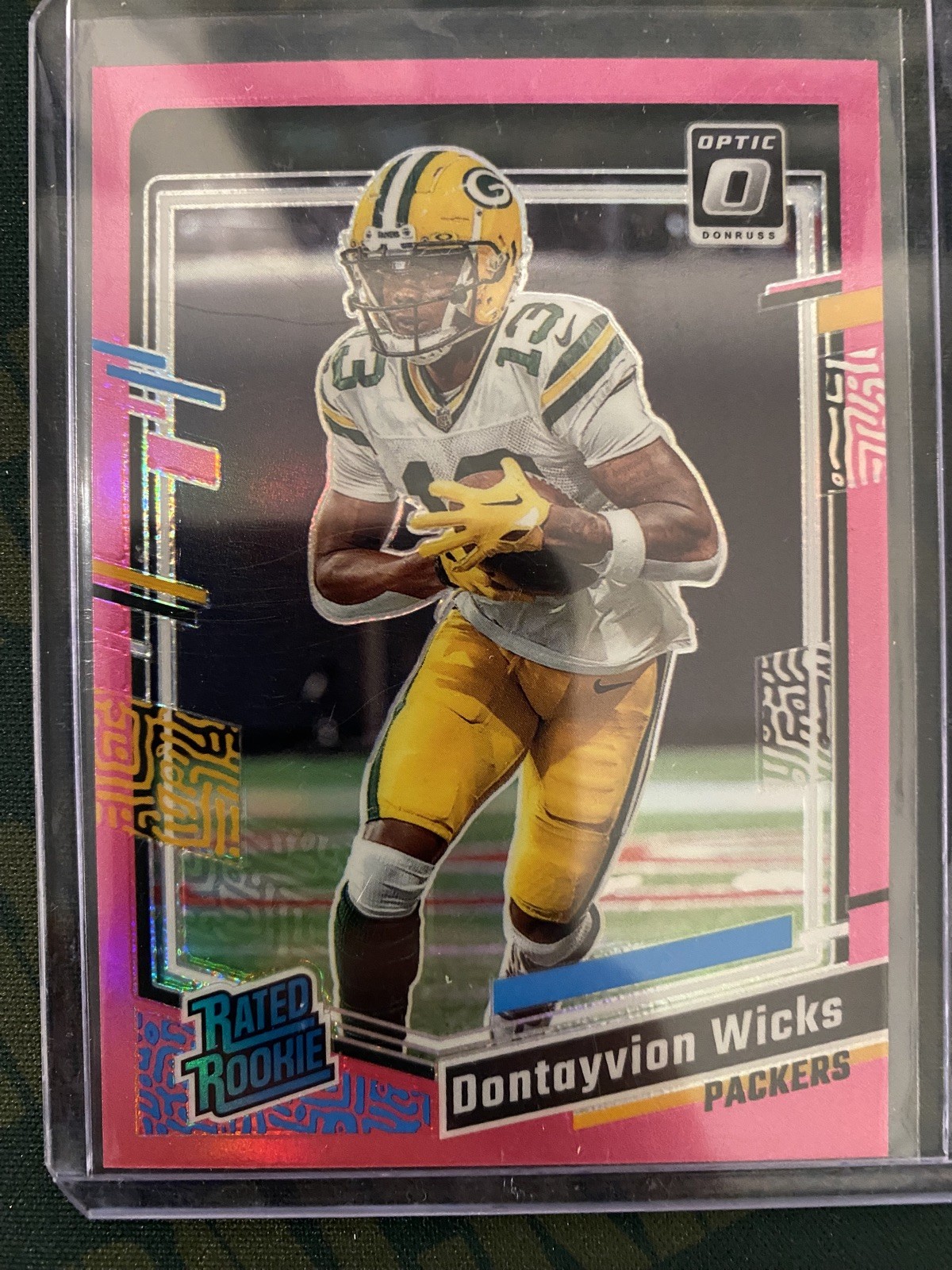 2023 Panini Donruss Optic Rated Pink Prizm Dontayvion Wicks #249 Rookie RC