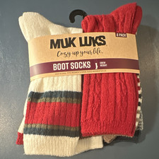 MUK LUKS Women's Boot Socks 6 Pack Crew Striped Multicolor Size 6-11