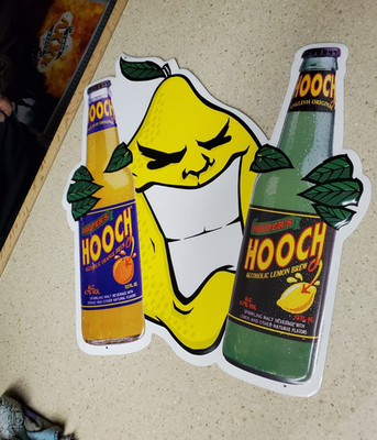 Hooper's Hooch HOOCH Alcoholic Lemonade Lemon Character Breweriana Sign
