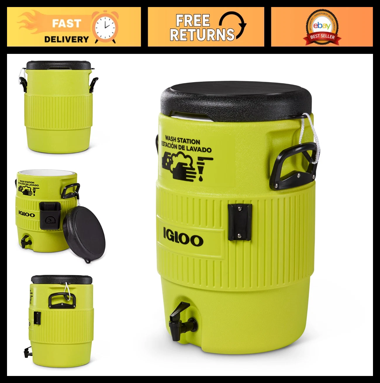 Insulated Sports Cooler & Beverage Dispenser with Spout | Portable Handwashing S