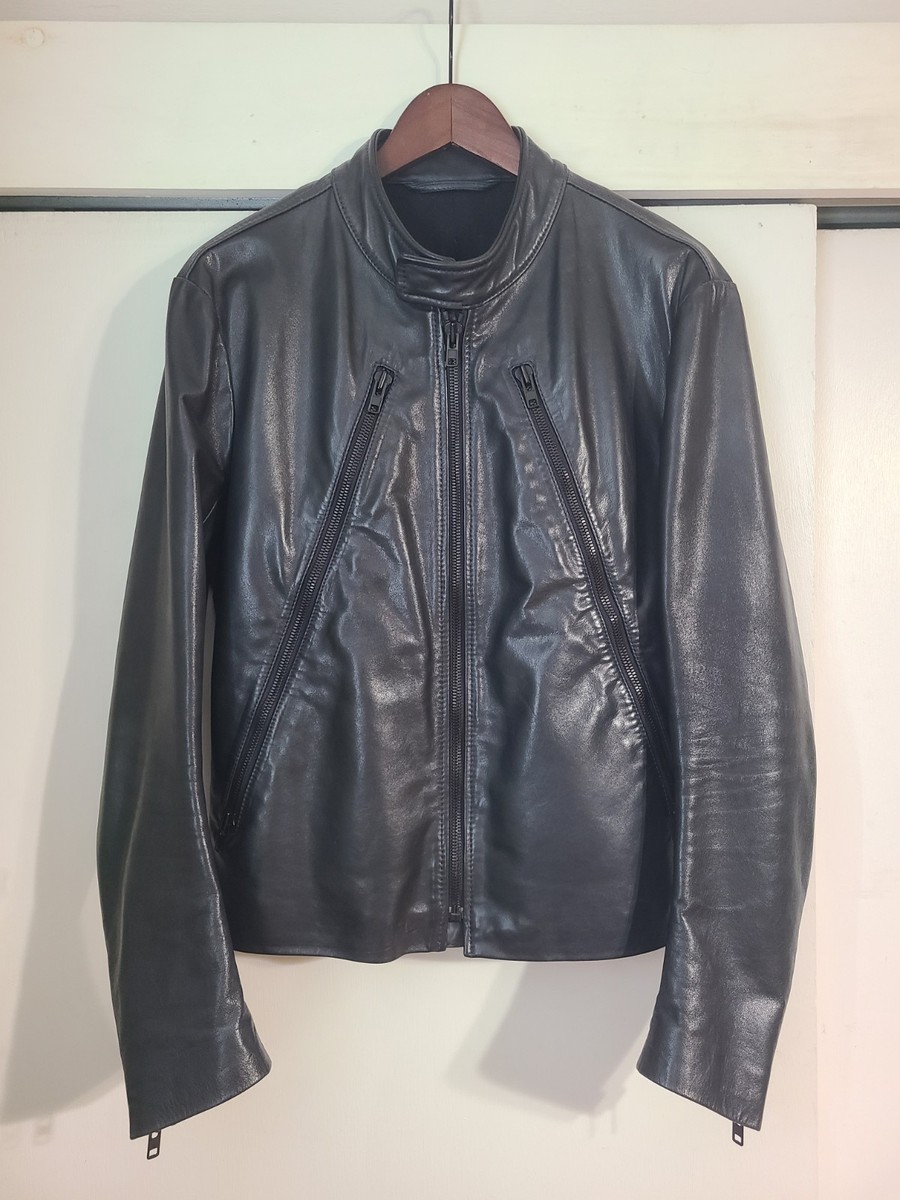 希少美品Martin Margiela ⑭ 5zip mouton 48 Maison Martin Margiela 5 Zip Leather Jacket Horsehide Sz 50IT 40US