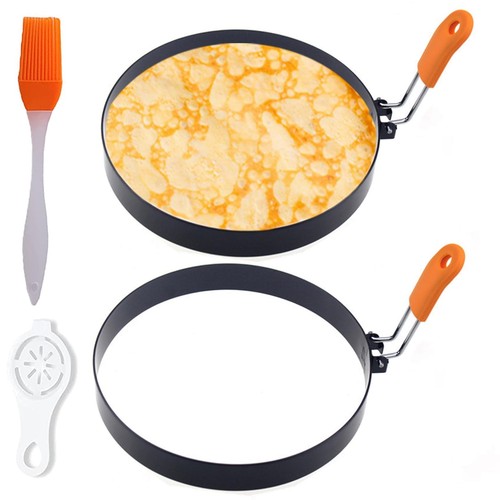 Pancake Ring for Griddle,2 Packs 6 Inch Non-stick Stainless Steel Pancake Rin...
