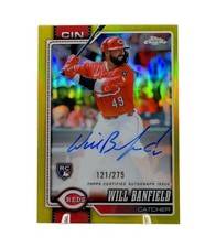 WILL BANFIELD 2026 Topps Chrome Rookie Yellow ON CARD AUTO /275 Reds #RA-WB. rookie card picture
