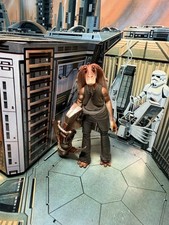 Star Wars 3,75" Jar Jar Binks komplett mit Gungan Waffe Actionfigur