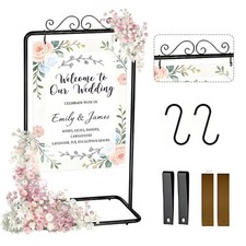 Adjustable Welcome Sign Stand 54" or 69", Metal Wedding Sign Holder with Straps