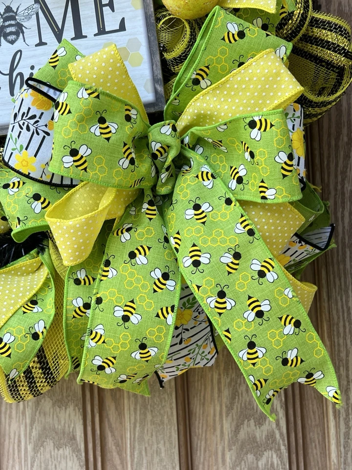 Венок| Приветственный венок для входной двери| Домашний декор | Весенний летний венок | Gnome Bee - Изображение 4 из 4