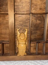 Beautiful Hand Carved Wooden Buddah Hands Raised 4 In Figurine