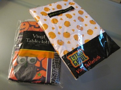 Two Halloween Vinyl Tablecloths 54  x 70  Oblong New