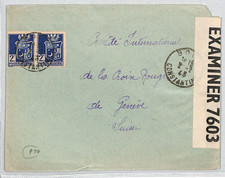 ALGERIA WW2 Cover 1943 SWISS RED CROSS Mail *BRITISH CENSOR* 1943 Geneva RC206