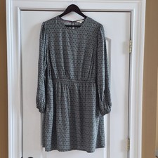 Boden Green Knee Length Long Sleeve Dress US 14 R Midi