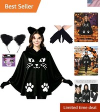 Ready-to-Wear Black Cat Costume for Women: 4-Piece Set with Accessories