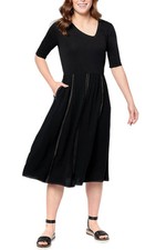 Peace Loved World Women's KnittoWoven Asymmetric VNeck Dress Black