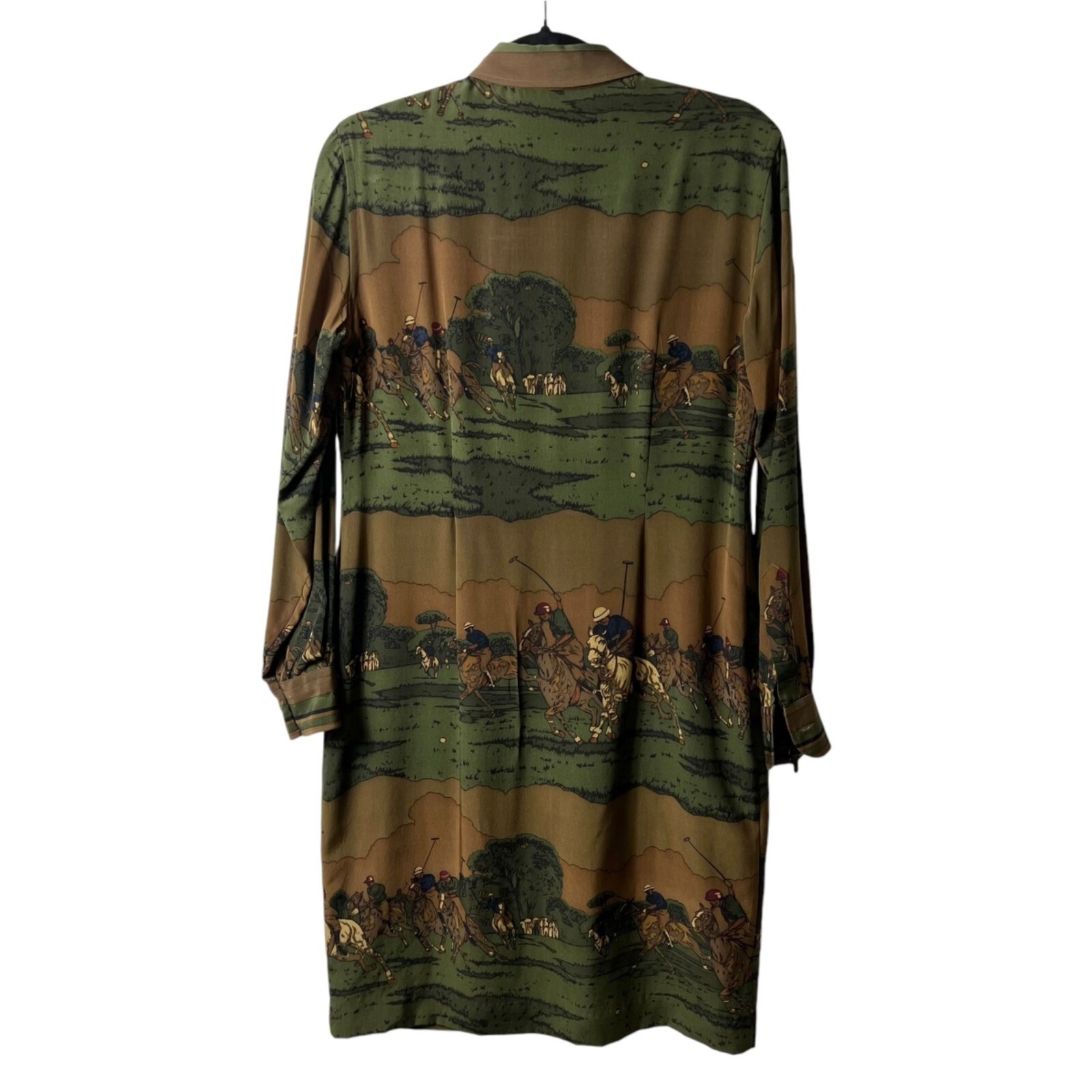 Vintage Lauren Ralph Lauren 100% silk equestrian button up dress women's size 8 thumbnail 2