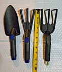 3 Piece Garden Tool Set New Shovel and 2 Rakes Ergonomic Handles Black Gardening