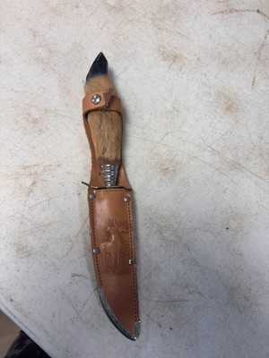 VINTAGE YORK CUTLERY  DEER FOOT HOOF HANDLE KNIFE W/CASE SHEATH SOLINGEN GERMANY