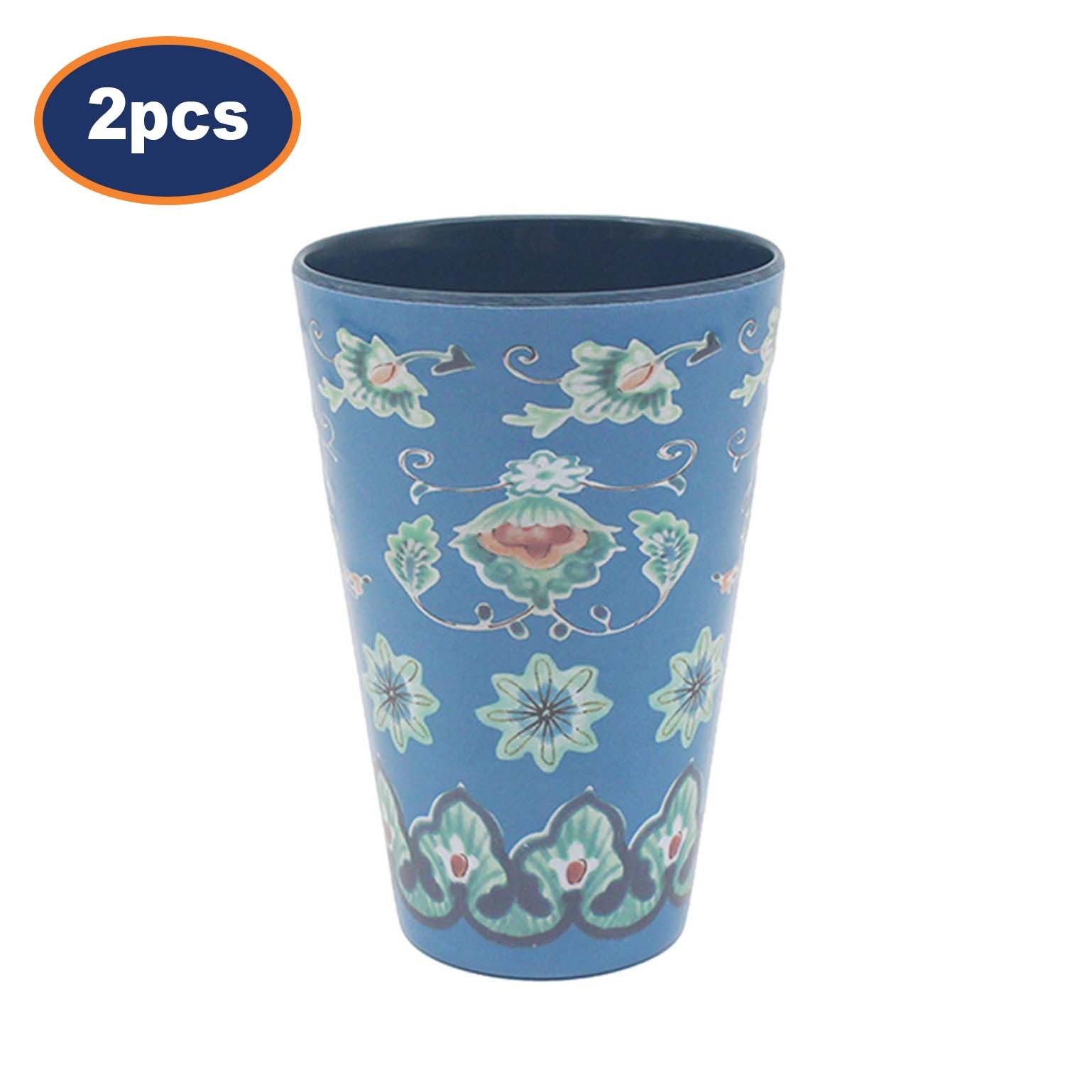 Melamine Beaker Blue Tuscany Mediterranean Style 350ml Tumbler Drink Cup 2Pcs