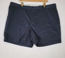 L.L. Bean Shorts Men's 44 Comfort Waist Flat Front Chino Twill 100 Cotton Navy