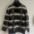 BNWOT fabulous COS black white grey polo Mohair Wool Sweater oversized Size M
