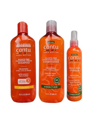 Cantu Sheabutter Shampoo 400ml & Conditioner 400ml & Coil Calm Detangler 8oz