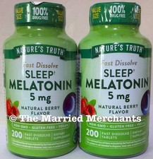 2x Nature's Truth Fast Dissolve SLEEP Melatonin 5 mg 200 tabs each 6/2027 FRESH 