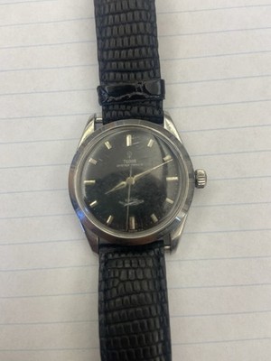 TUDOR Oyster Prince Automatic Men's Wristwatch Black Leather Strap
