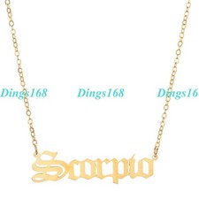 Solid 18K Yellow Gold Filled Tarnish-Resist Scorpio Cursive Zodiac Name Necklace