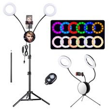 7" LED Ring Light RGB with Mirror Tripod  Desk Stand Phone Holder Selfie Makeup