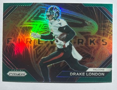 2023 Panini Prizm, Drake London, Fireworks Green Prizm #F-25