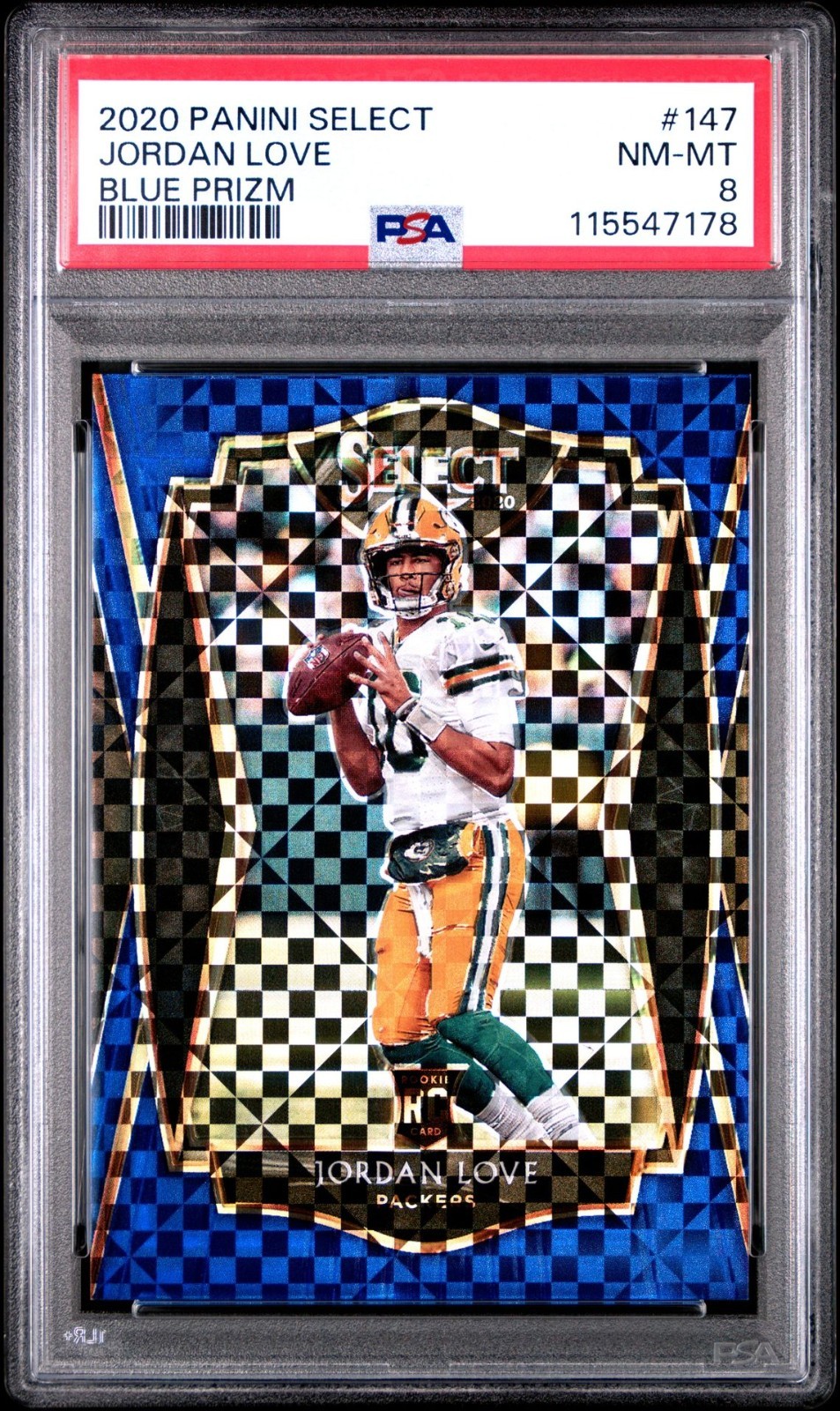 2020 Panini Select - Premier Level Jordan Love #147 Blue Prizm /149 PSA 8