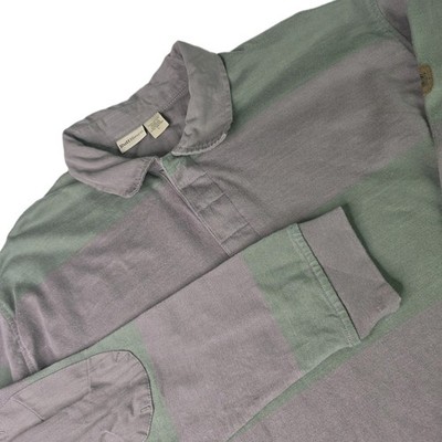 Ruff Hewn Men's Shirt Large Green Long Sleeve Elbow Patches Rugby Vintage Y2K