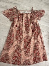Madewell Paisley Print Off The Shoulder Dress Bohemian Chic Tassel M