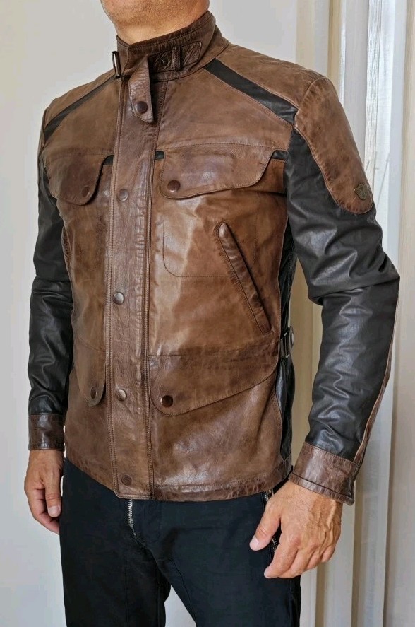 Matchless Kensington  Cotton Leather Jacket, Antique Brown , Malenotti, Size L