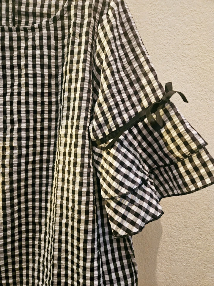 Camisa Vaquera Zanzea Negra Western Gingham Algodón Boho Belle Mangas Cinta M Foto 2 de 4