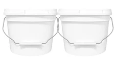 New 2 Gallon Bucket & Lid Food Grade BPA Free White Pail Made in USA 2 Pack