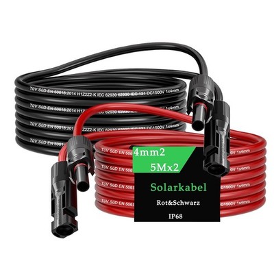 Solarkabel 4mm²/6mm²,Solarkabel Verlängerung 2/3/5/10/15M,Tool-Free So