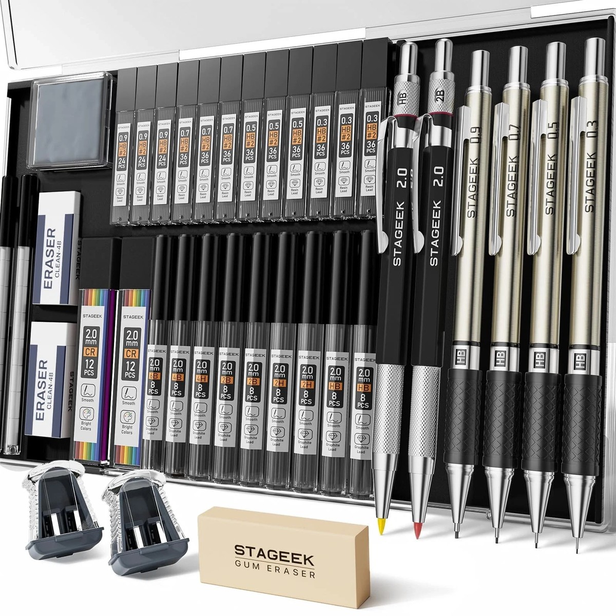 STAGEEK 37PCS Art Mechanical Pencil Set, Drafting Pencil 5 Sizes