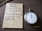 VINTAGE GUN-METAL SWISS MADE STOPWATCH. ALAS NOT GOING WORTHY OF REPAIR, #15-054