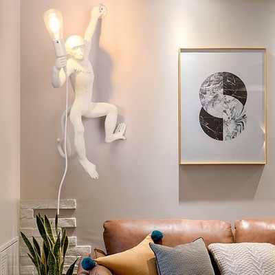 Creative Wall Lamp Industrial Vintage Resin Monkey Shape Wall Mount Lighting