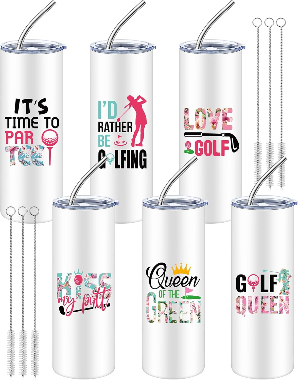 6 Sets Golf Gifts for Women 20 Oz Insulated Golf Tumbler Stainless Steel Golf Cu