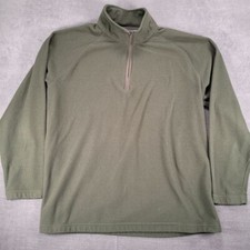 L.L.Bean Waffle Knit Quarter Zip Pullover Fleece Sweater Green XL