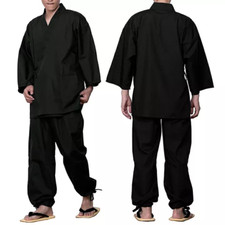  SAMUE Japan Traditional KIMONO for working - Size - L Black - New