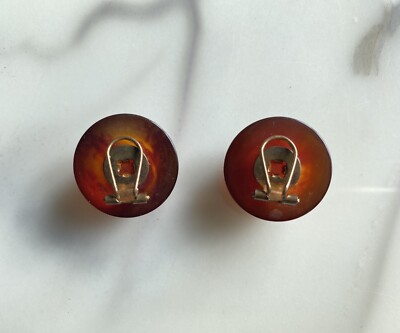Boucles D'oreilles Clips Anciennes En Bakélite - Vintage, Bon état - Occasion
