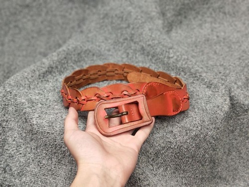 Vintage Diesel Brown Leather Braided Orange belt Y2K Style - Picture 3 of 13