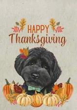 Yorkiepoo Hippie Hound Studios Happy Thanksgiving Flag