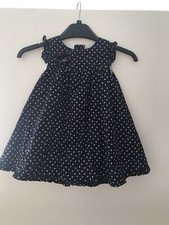 Maggie & Zoe Navy Blue Red Accent Dress Aged 12-18 Months. 100% Cotton Lined