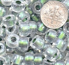 Miyuki Pony, Roller Beads, 9mm, Crystal W/ Smoke Patina Color Lining, 10 Pcs,