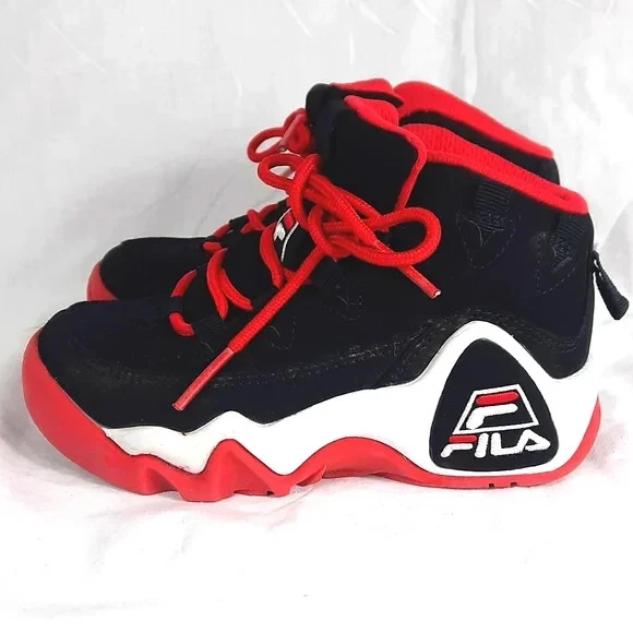 Fila Leather Suede Little Kids Shoes Size 11 Black Red White High 3bm00627-014 - Image 4 of 4