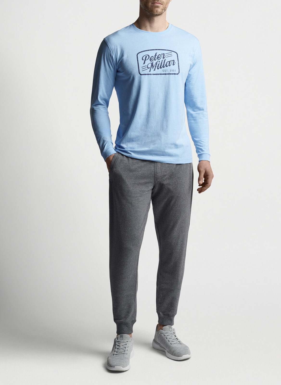 Футболка PETER MILLAR Crown Lite с длинным рукавом и круглым вырезом Cottage Blue Sz 2XL 7490₽